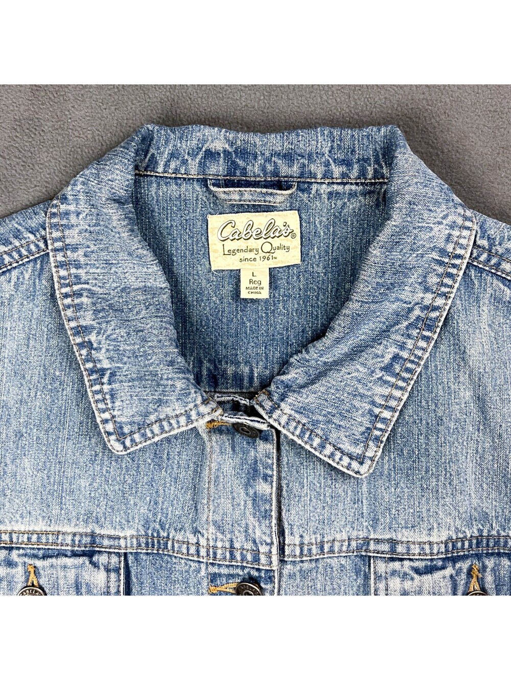 Vintage Light Wash Denim Jacket with Harley-Davidson Patch, Cabela's - Picture 5 of 9